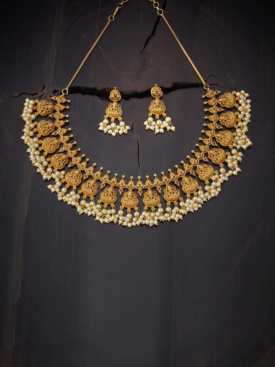 Buy Kushal's Fashion Jewellery Gold Plated Pink & White Jewellery Set