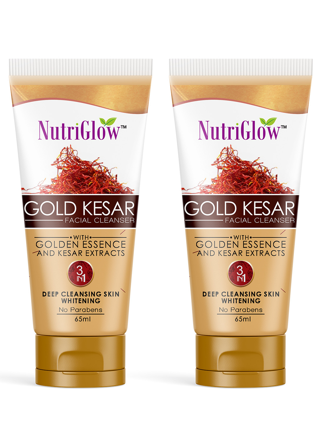 Buy NutriGlow Set Of 2 Gold Kesar Sustainable Sustainable Face Wash 130ml Face Wash And
