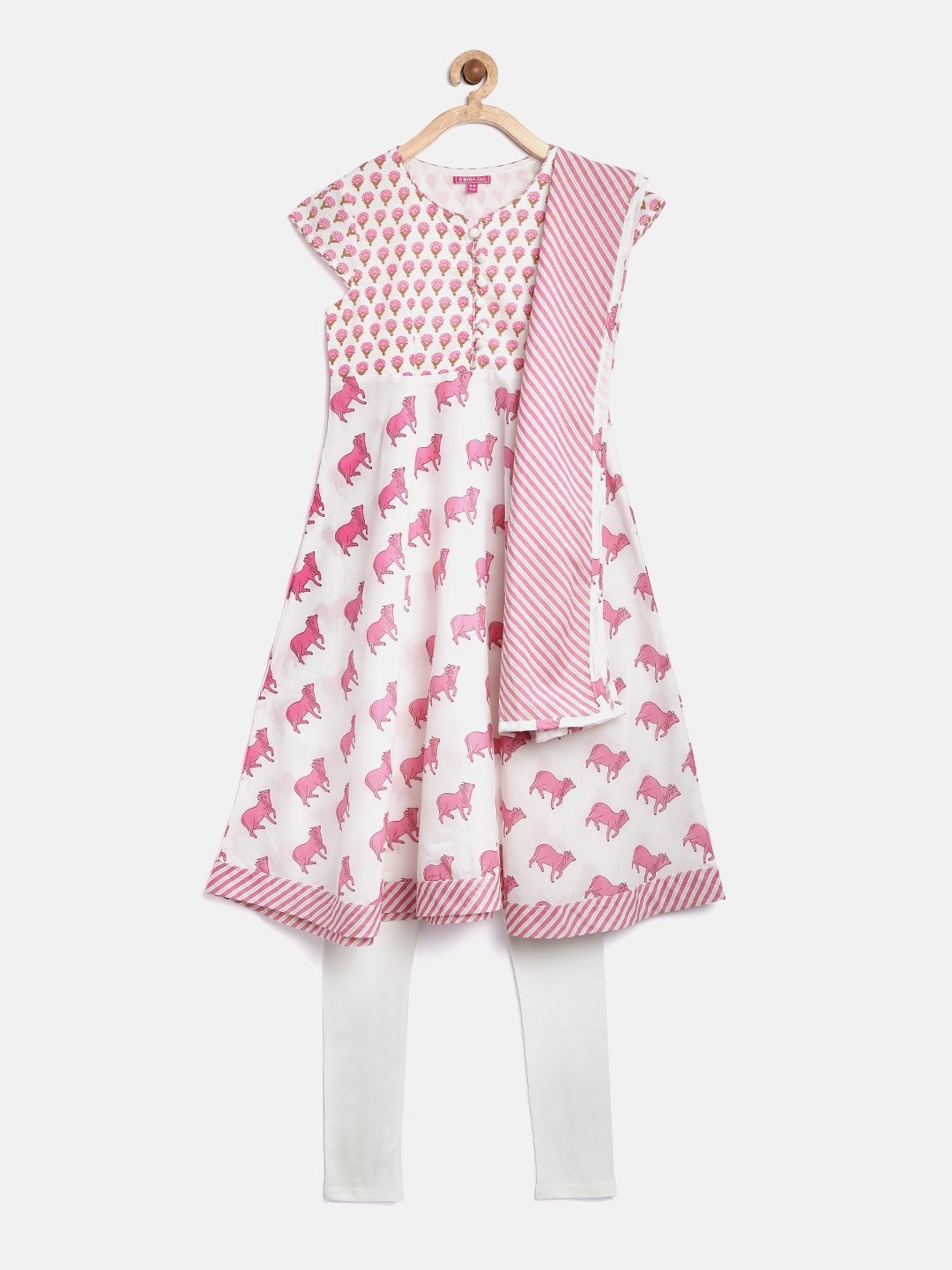 white and pink churidar
