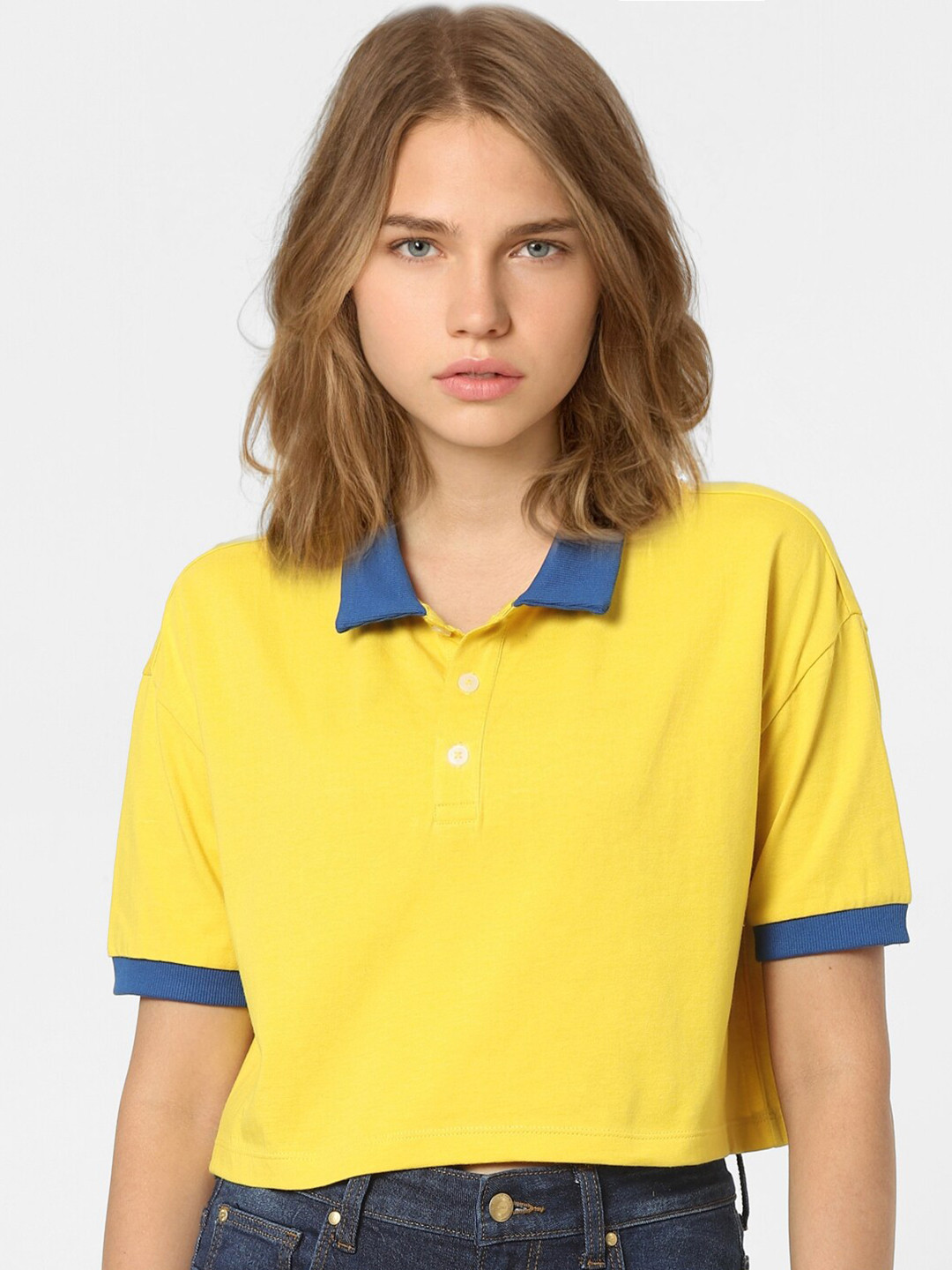 Buy ONLY Women Yellow Polo Collar T Shirt Tshirts for Women 18137442 Myntra