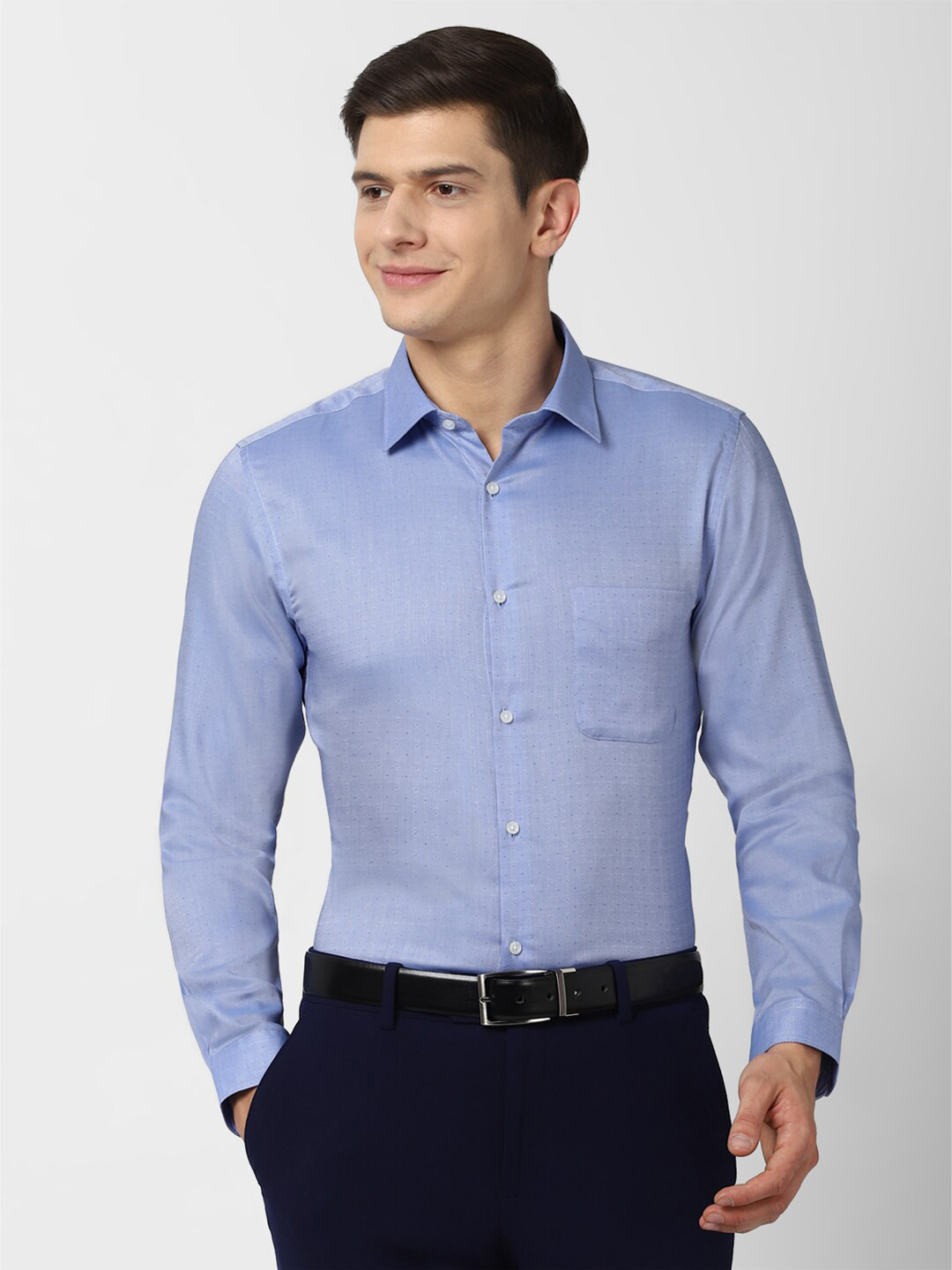 Buy Peter England Men Blue Slim Fit Pure Cotton Formal Shirt Shirts