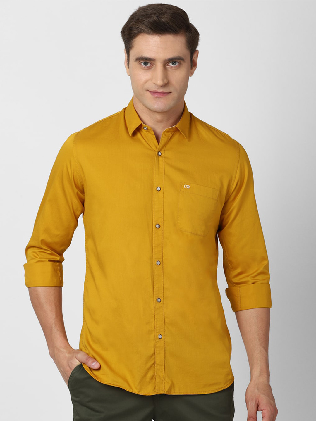 Buy Peter England Casuals Men Yellow Slim Fit Casual Shirt Shirts for