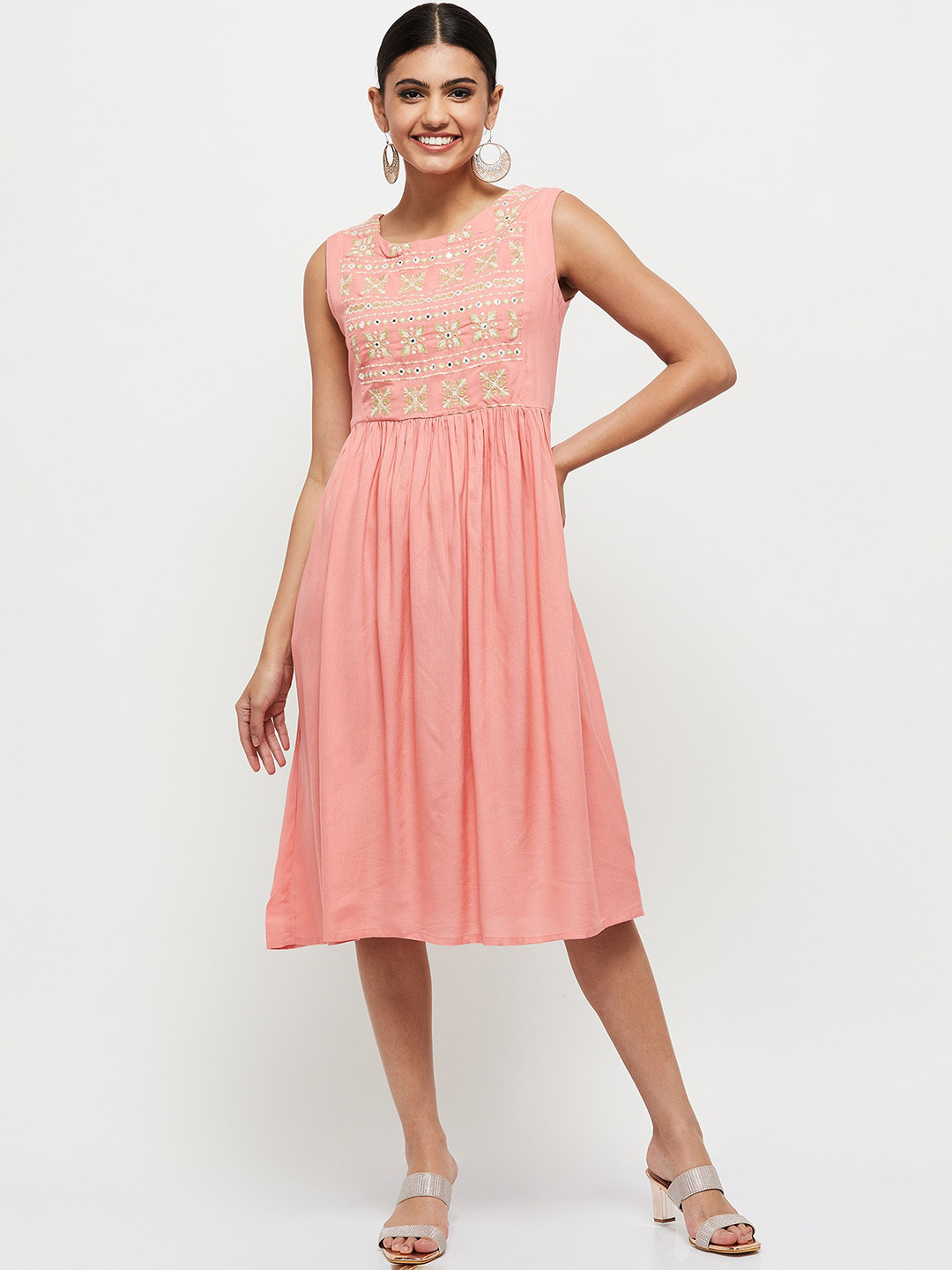 Buy Max Pink Midi Dress Ethnic Dresses for Women 18142742 Myntra