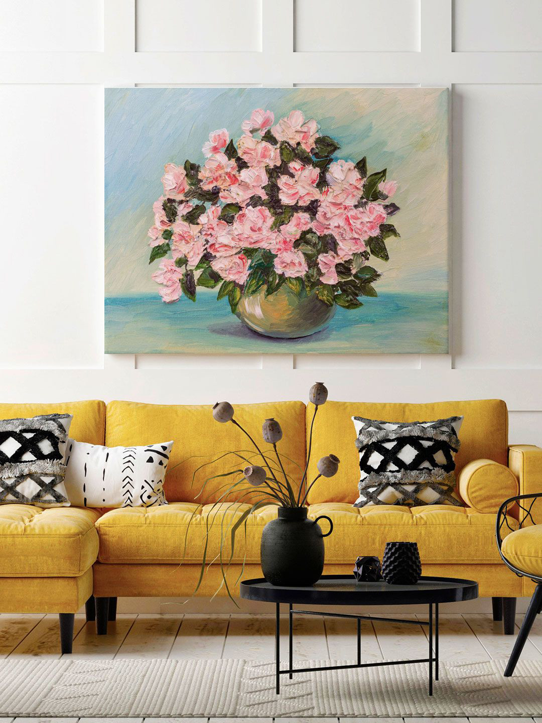 Buy ARTSPACE Blue & Pink Still Life Flowers On The Table Wall Art