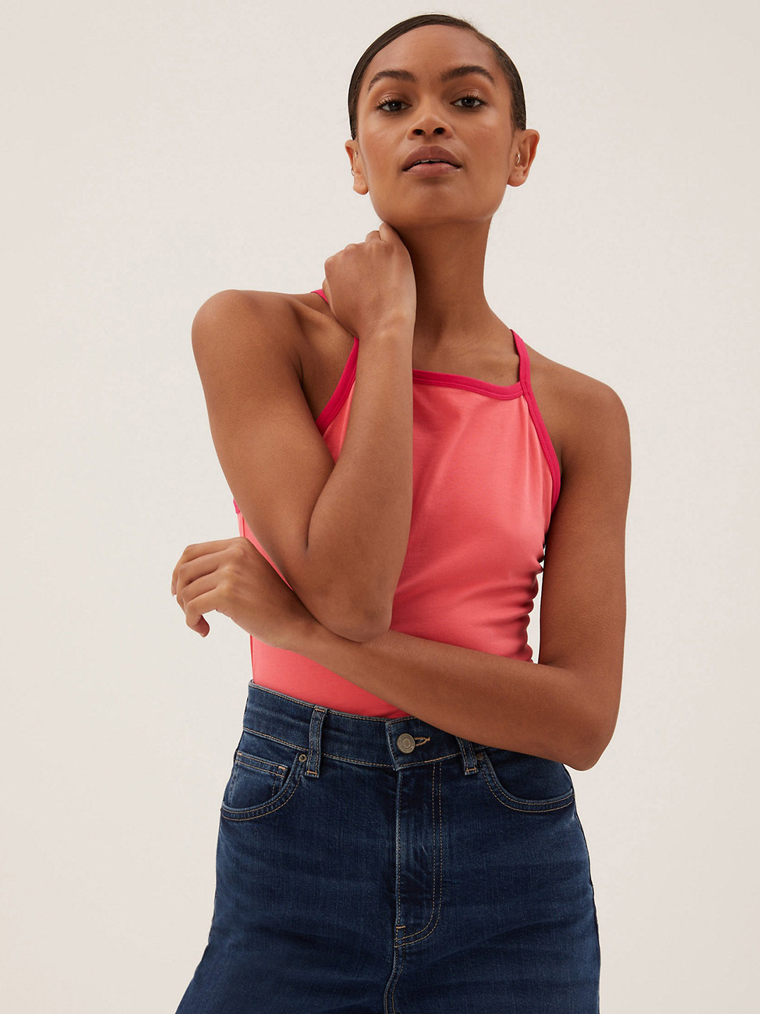 Buy Marks & Spencer Women Coral Pink Solid Cami Top Tops for Women