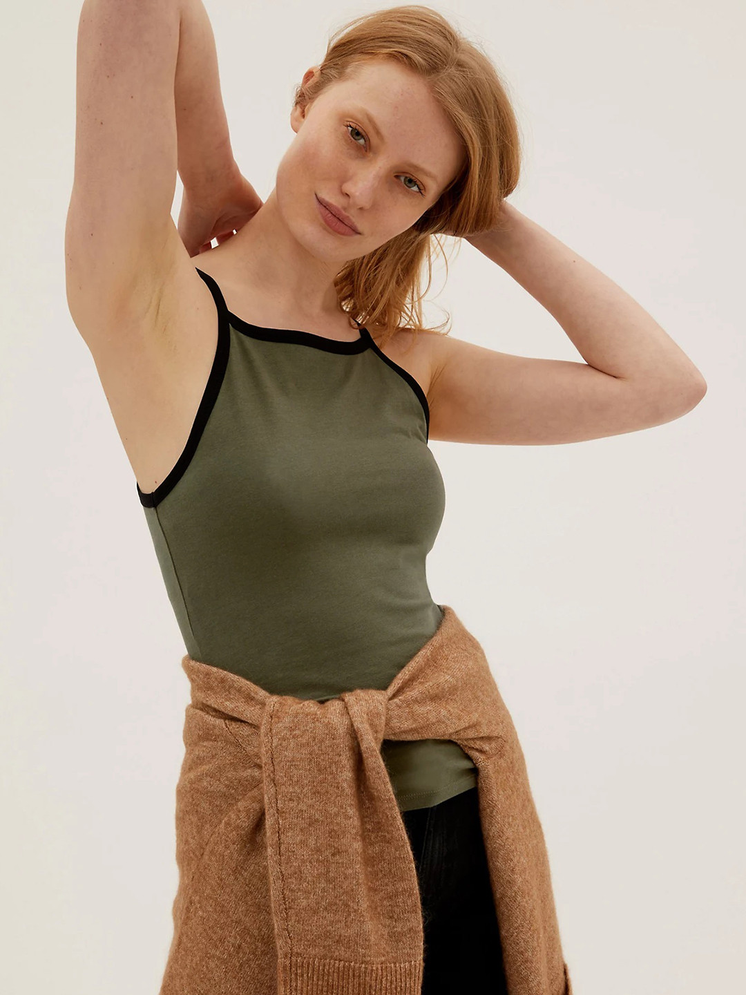Buy Marks & Spencer Women Olive Green Solid Cami Top Tops for Women