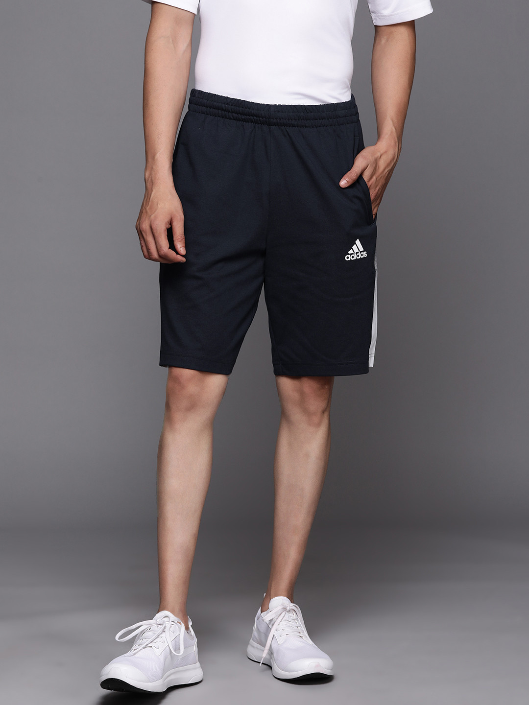 Buy ADIDAS Men Navy Blue French Terry Single Dye Shorts Shorts for