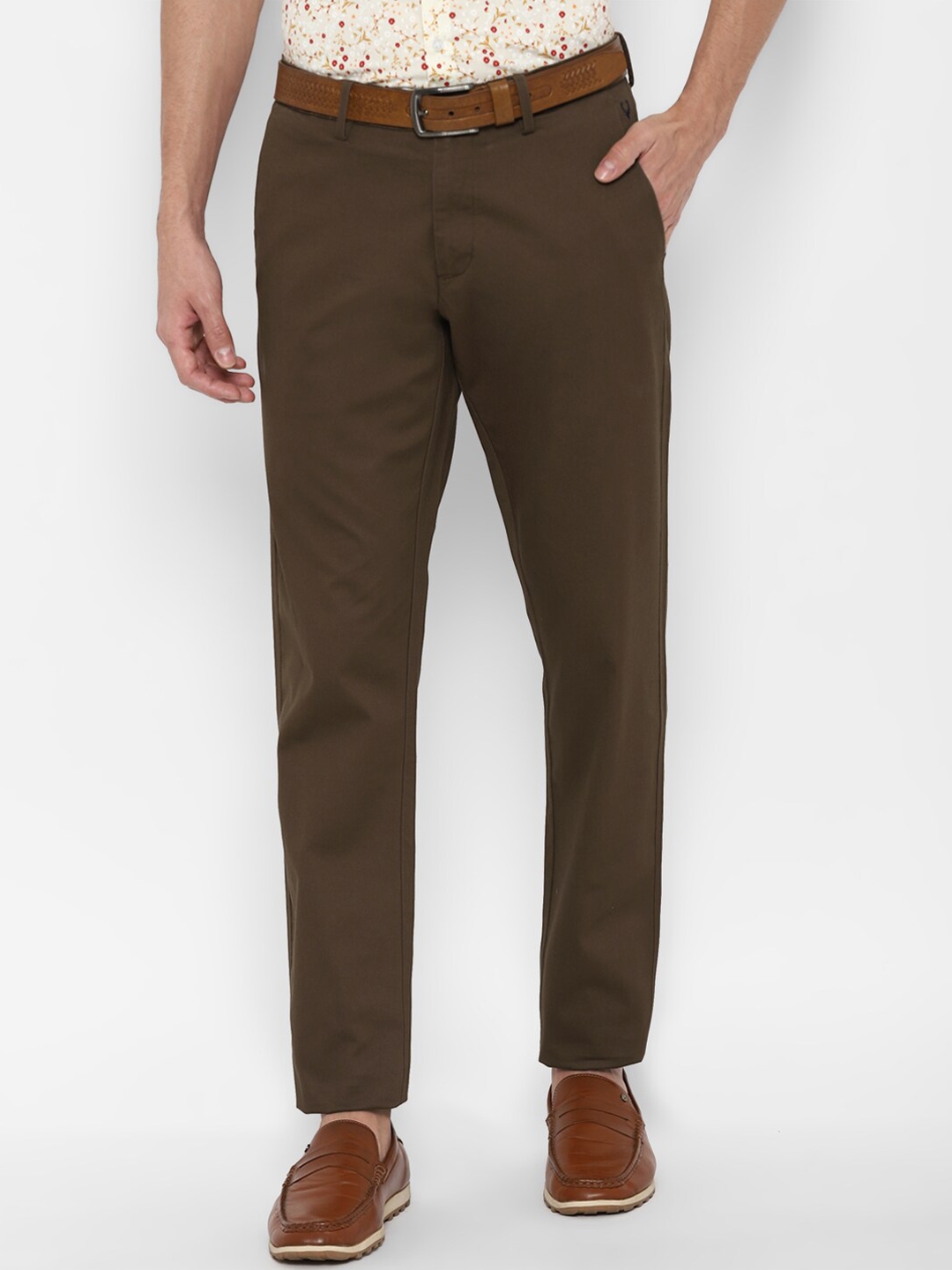 Buy Allen Solly Men Brown Slim Fit Formal Trousers - Trousers for Men ...