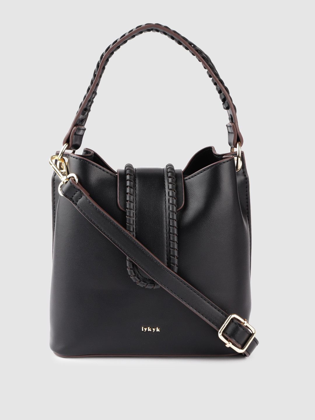 Buy IYKYK Navy Blue Structured Bucket Bag Handbags for Women 18155926