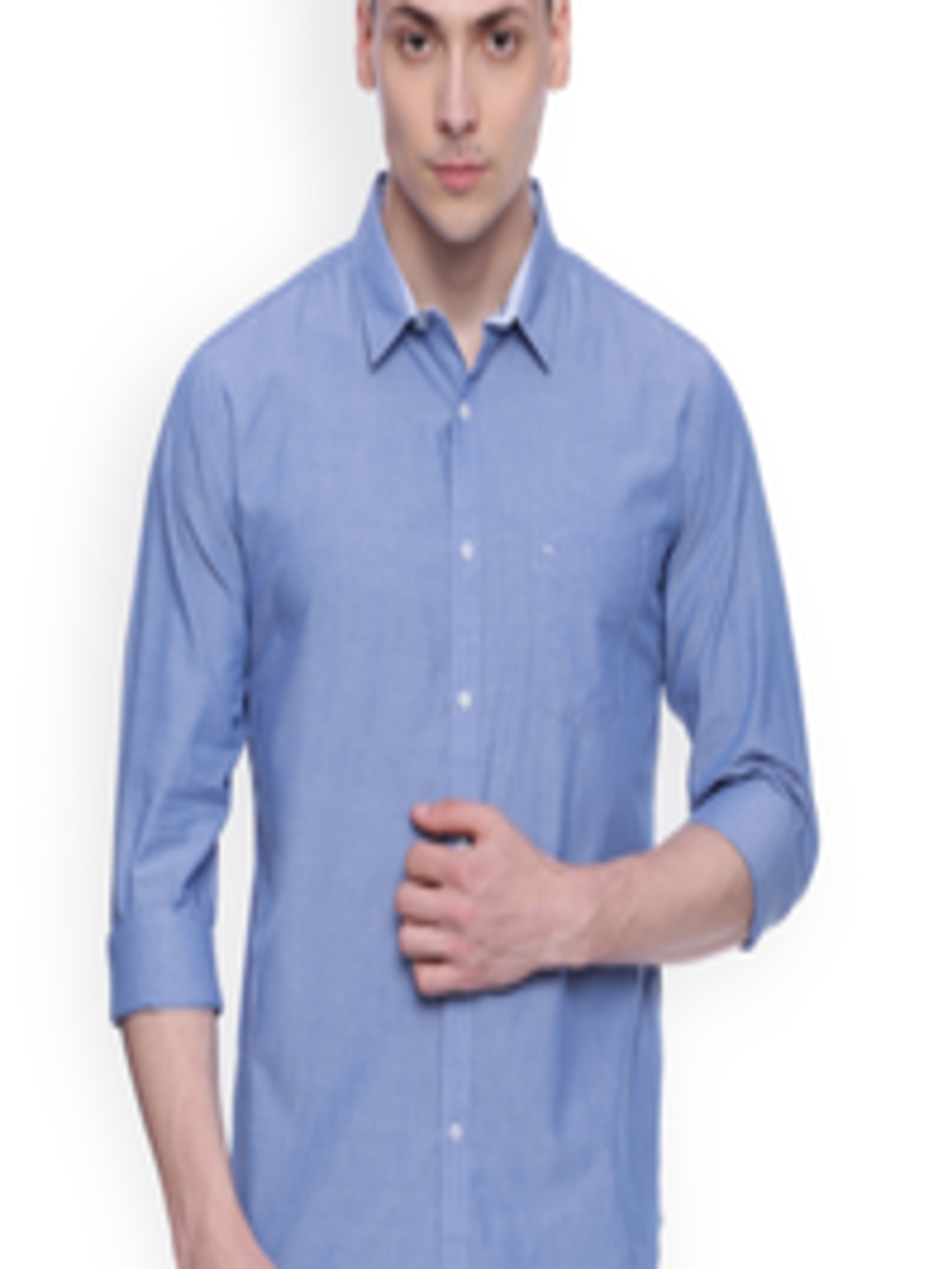 Buy Basics Men Blue Slim Fit Casual Shirt - Shirts for Men 1815636 | Myntra