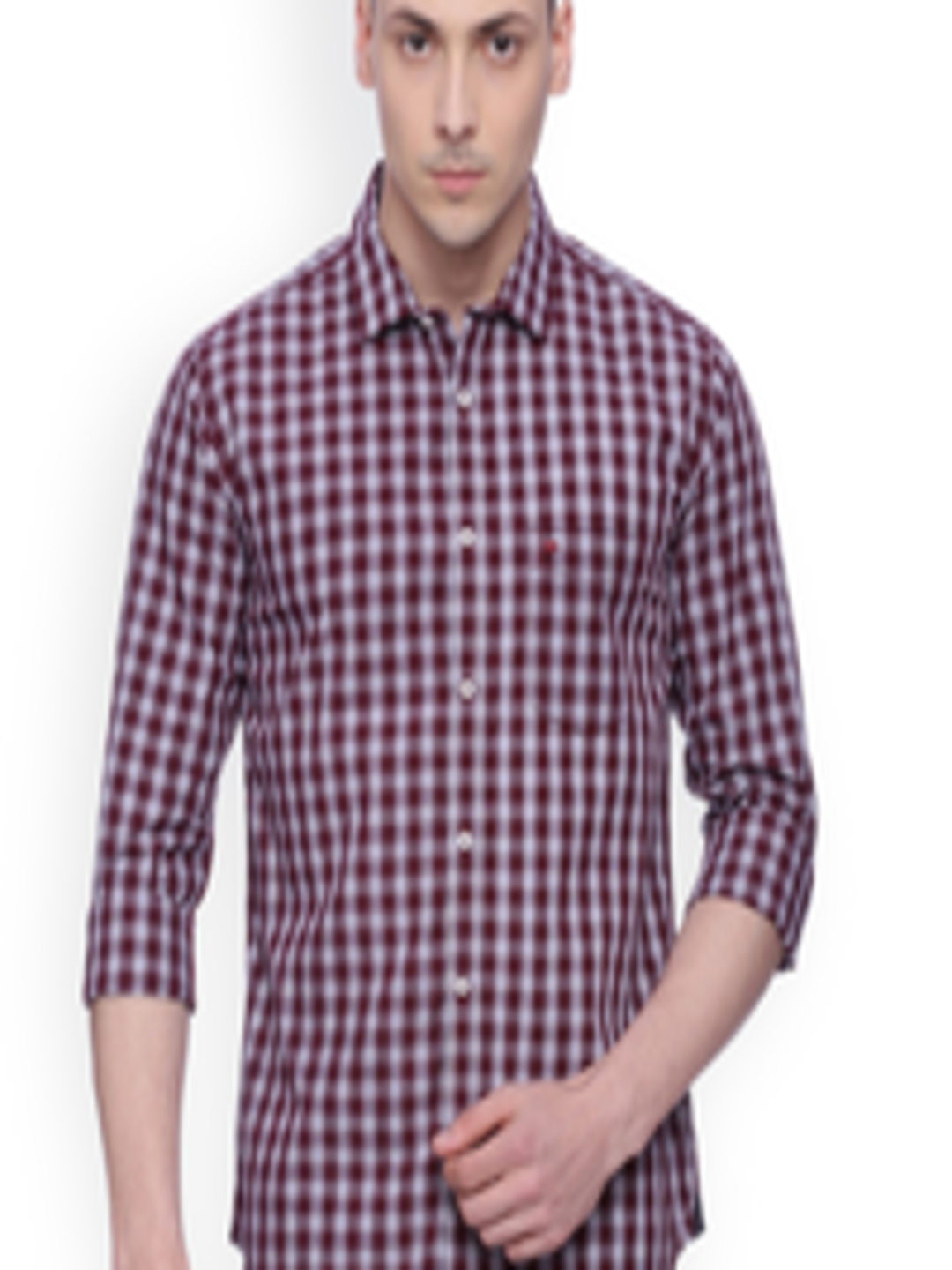 Buy Basics Men Red & Off White Slim Fit Checked Casual Shirt - Shirts ...