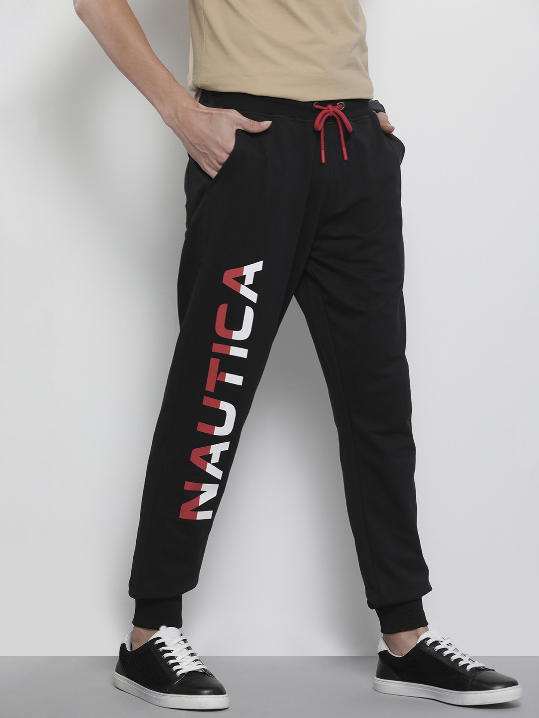Nautinati Boys Typography Print Fleece Cargo-Pocket Joggers In Black