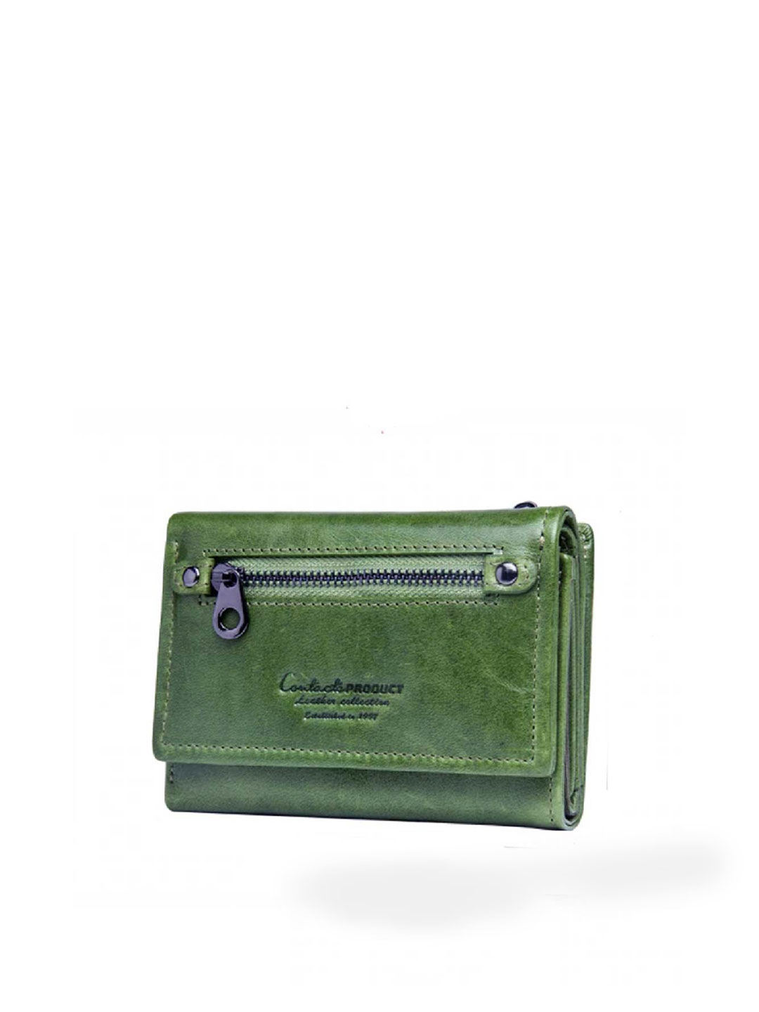 Buy CONTACTS Women Green Leather Zip Around Wallet - Wallets for Women 18161076 | Myntra