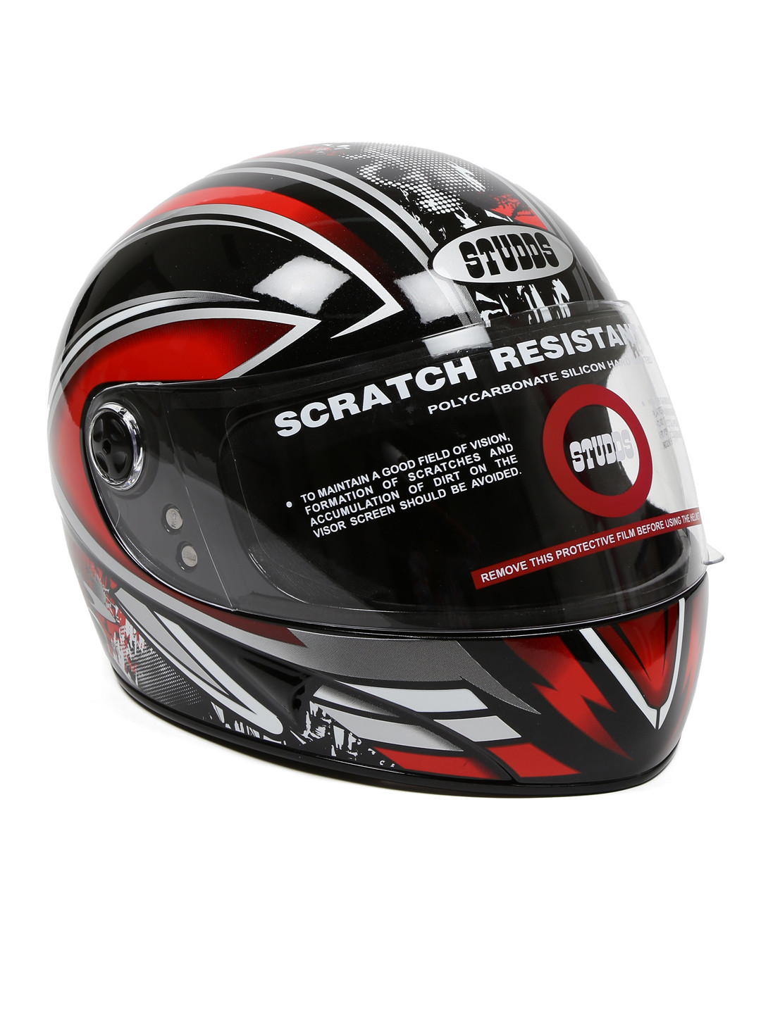 Buy Studds Men Glossy Black & Red Chrome D1 Full Face Helmet Helmets