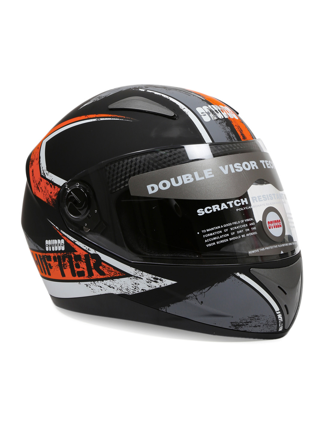 Buy Studds Men Matt Black & Orange Shifter Full Face Helmet Helmets