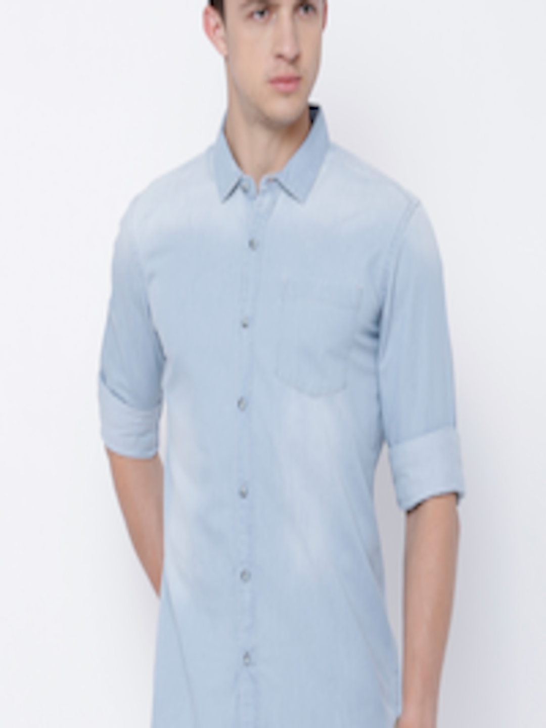 Buy HIGHLANDER Men Blue Slim Fit Solid Casual Shirt - Shirts for Men ...