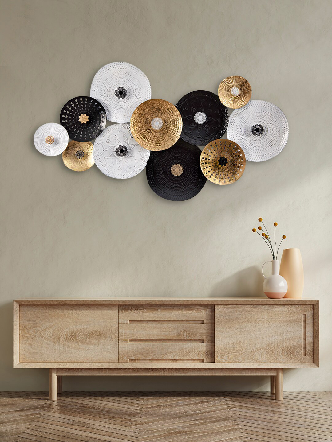 Buy Green Girgit Black & White Printed Metal Wall Decor Wall Decor