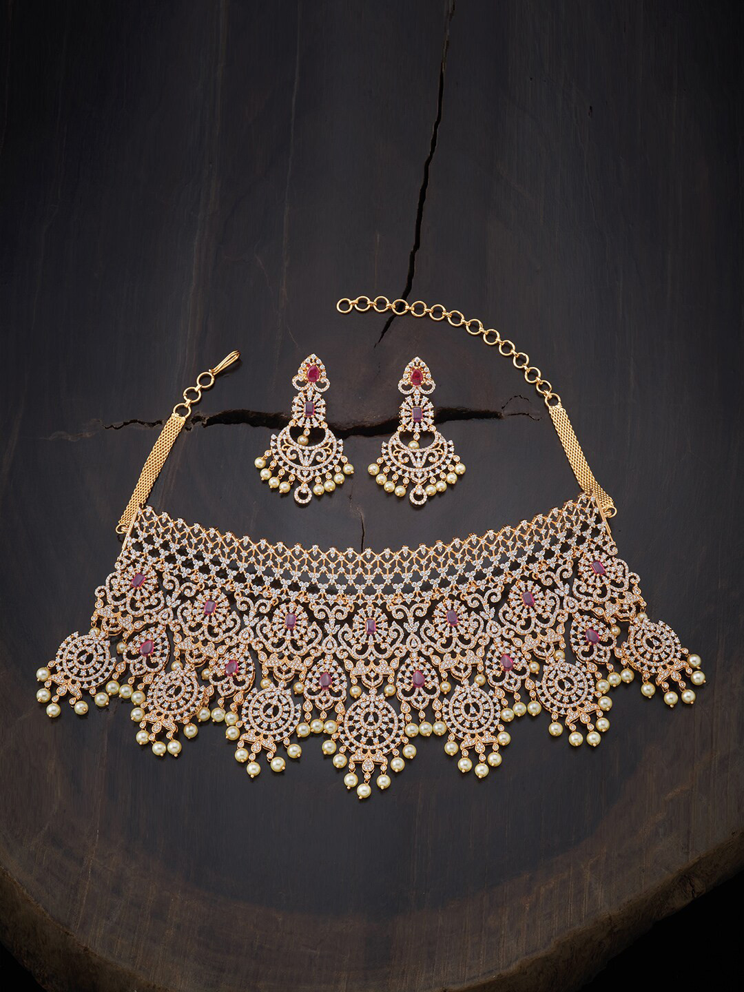 Buy Kushal's Fashion Jewellery Red Copper Gold Plated Jewellery Set Jewellery Set for Women