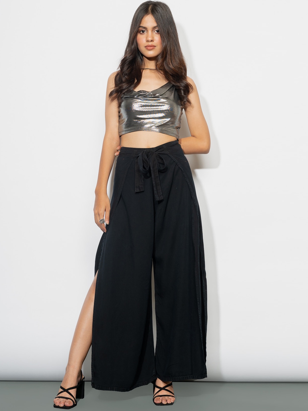 Buy FREAKINS Women Black Flared Trousers - Trousers for Women 18171922 ...