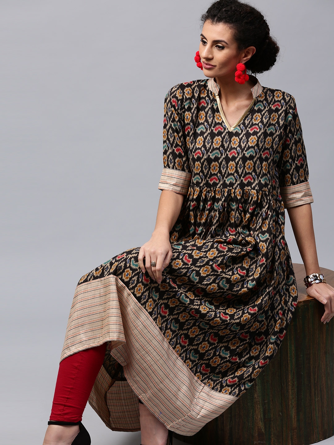 ikat dress myntra
