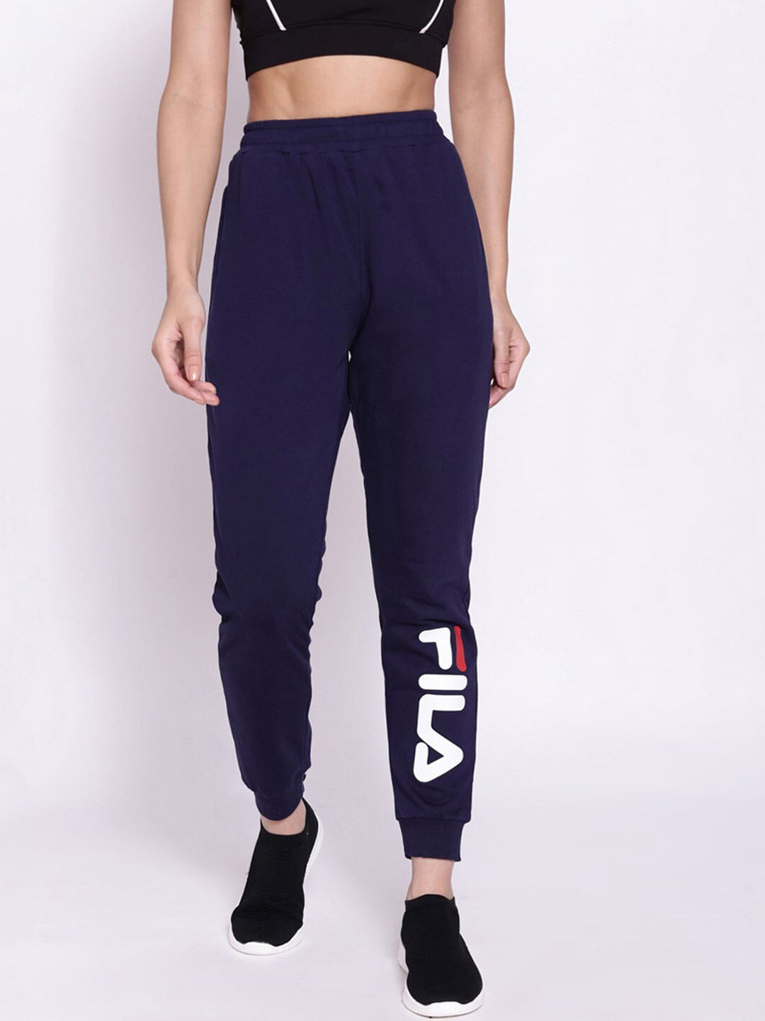 Buy FILA Women Blue Acanthus Cotton Joggers Track Pants for Women