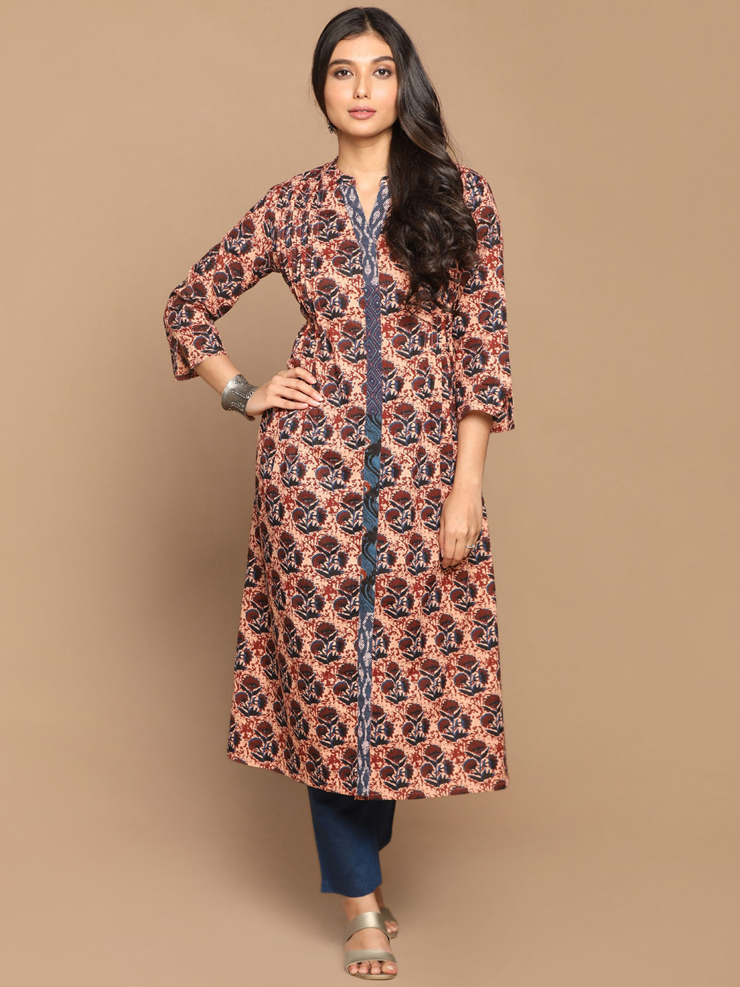 Buy Earthwear Women Maroon Floral Printed Kurta Kurtas for Women