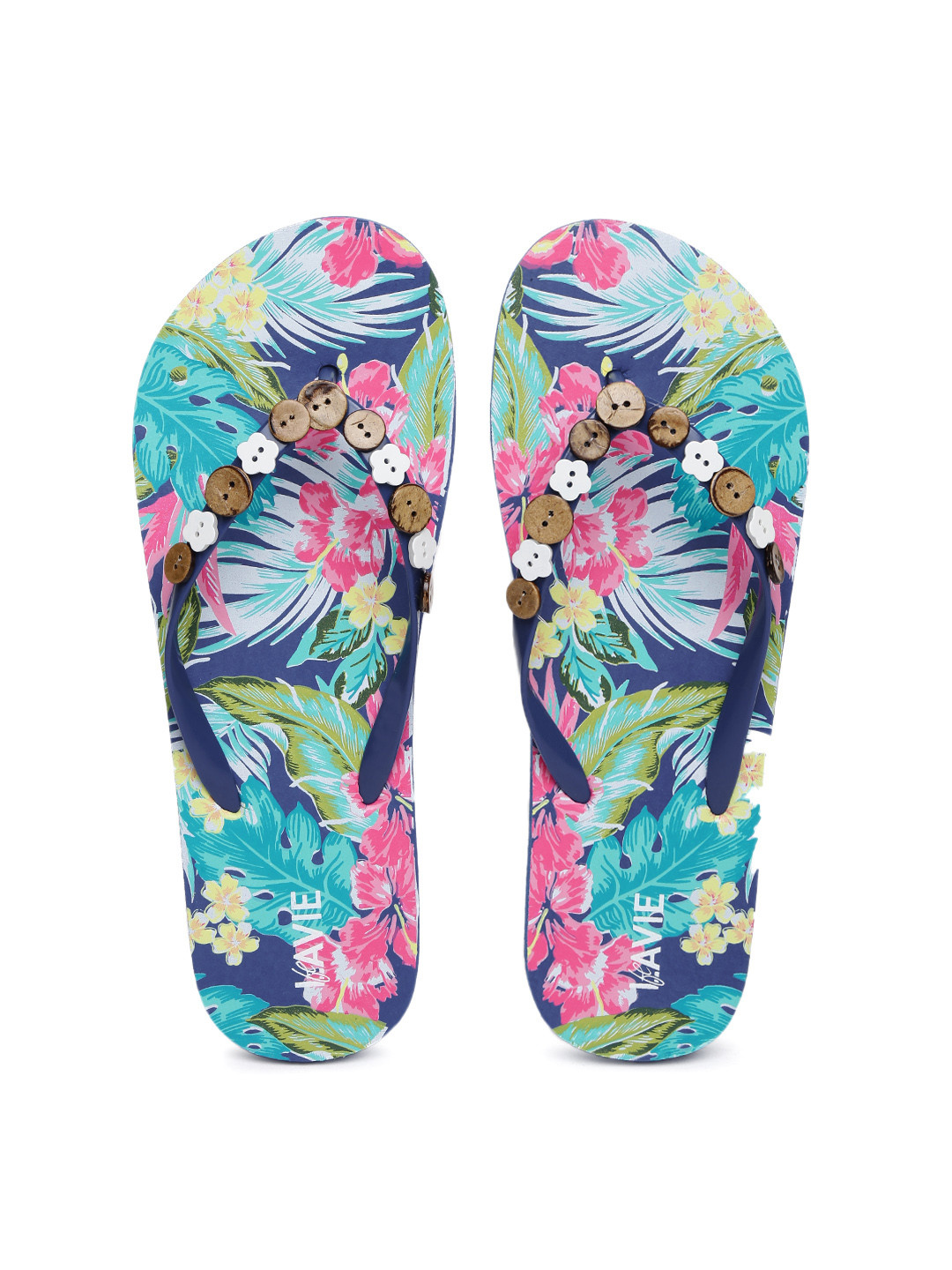 Buy Lavie Women Blue Floral Print Flip Flops - Flip Flops for Women 1817603 | Myntra