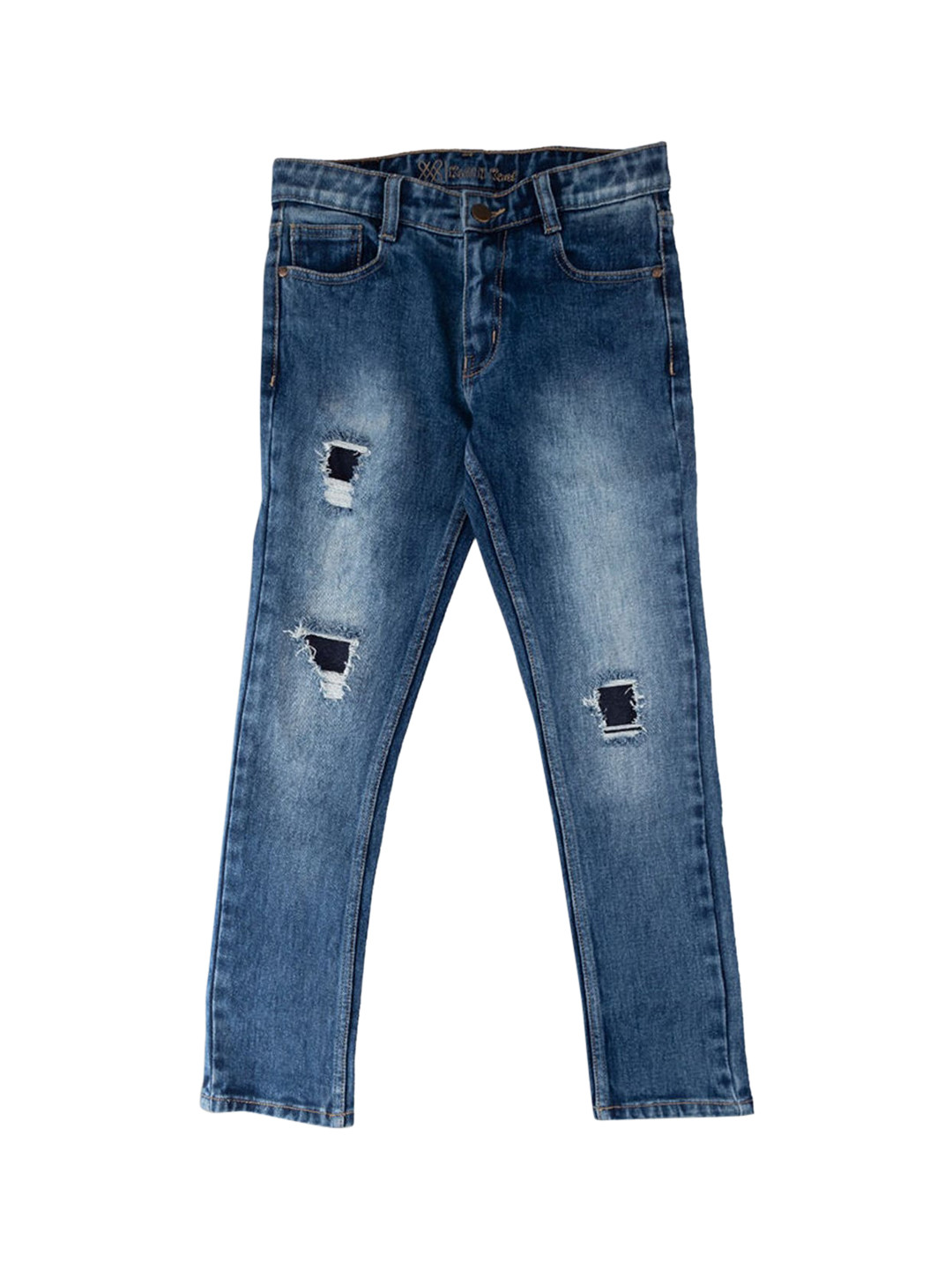 Buy Hopscotch Boys Navy Blue Mildly Distressed Ripped Light Fade