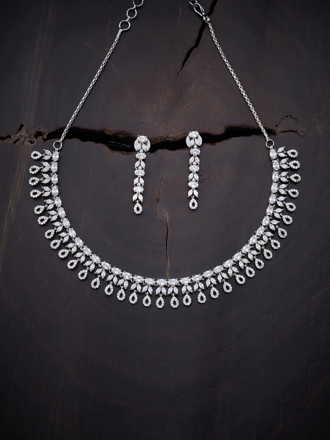 Buy Kushal's Fashion Jewellery White Gold Plated Jewellery Set