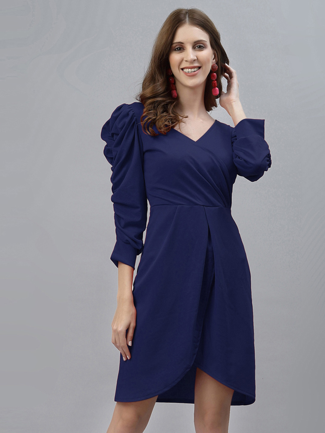 Buy Selvia Navy Blue Layered Scuba Dress Dresses for Women 18185884
