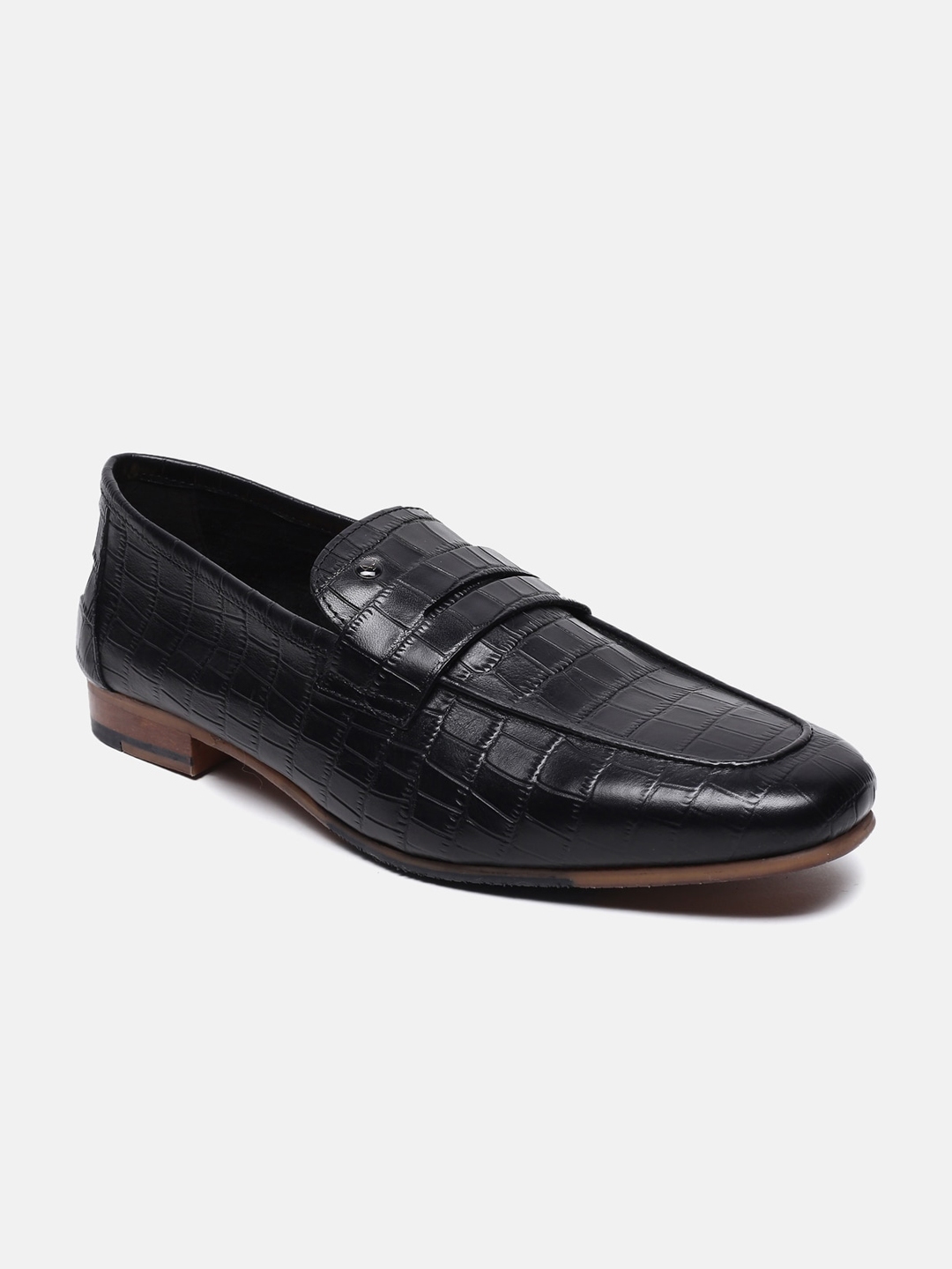 Buy Arrow Men Black Textured Leather Formal Slip Ons Formal Shoes For Men 18187378 Myntra 5911