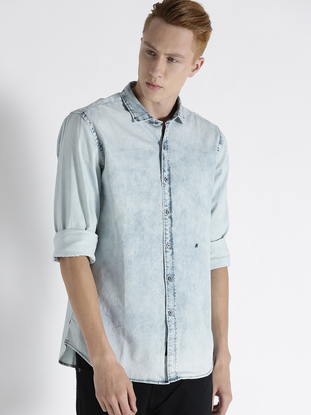 Buy Replay Men Blue Faded Slim Fit Denim Shirt Shirts for Men 1818764