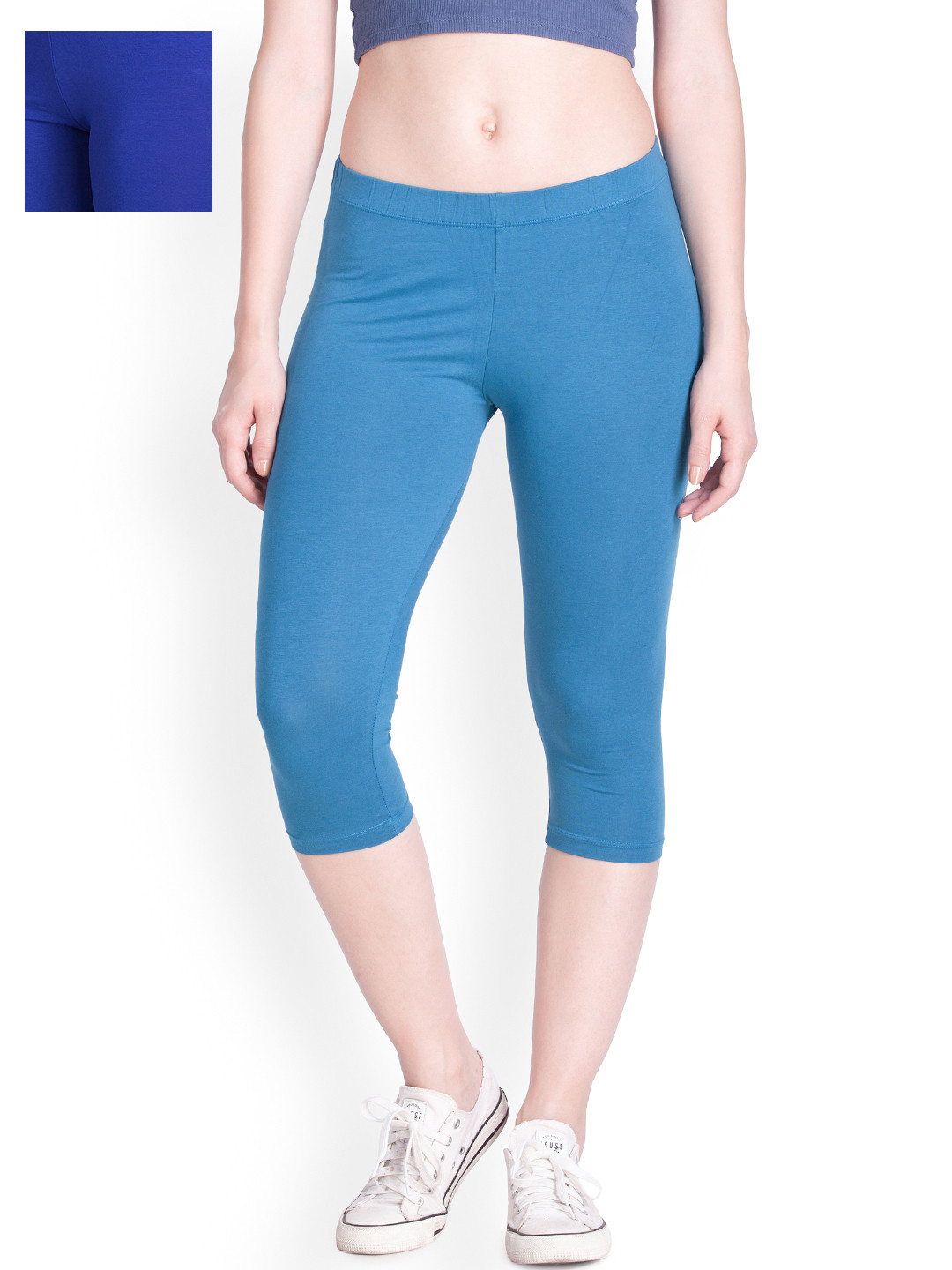 Buy LYRA Women Blue Solid Skinny Fit Capris Capris for Women 1818798