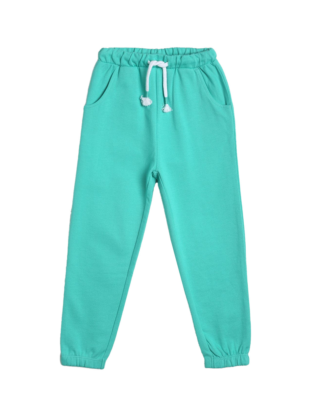 Buy MINI KLUB Boys Sea Green Solid Pure Cotton Joggers Track Pants