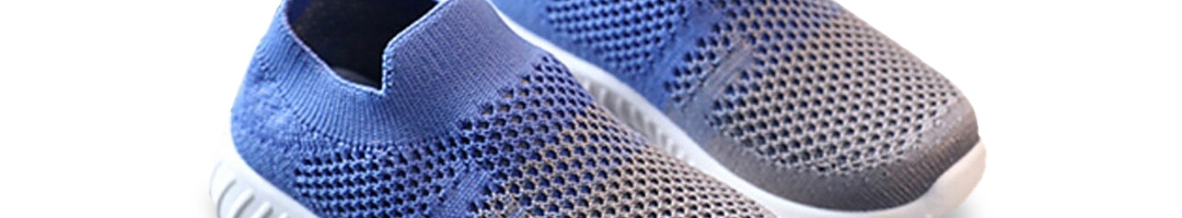 Buy Hopscotch Unisex Kids Blue Woven Design Slip On Sneakers - Casual ...