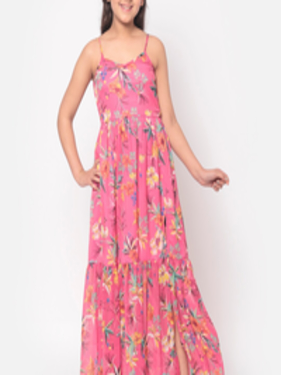 Buy MINOS Pink Floral Chiffon Maxi Dress - Dresses for Girls 18189708 ...