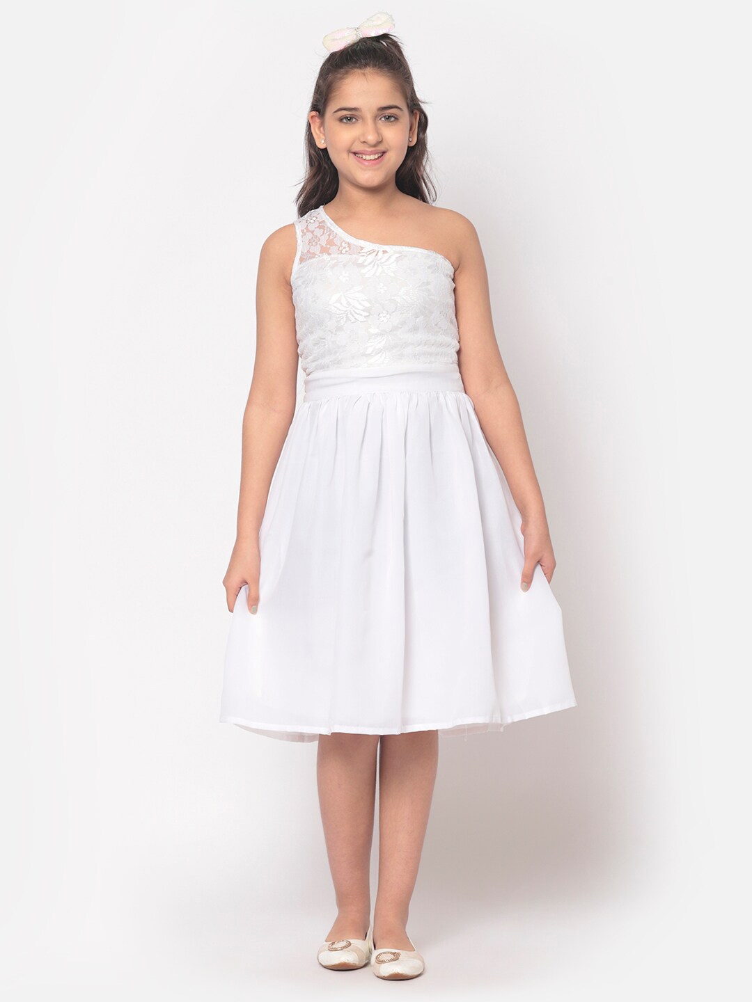 Buy MINOS White Georgette Dress - Dresses for Girls 18189726 | Myntra