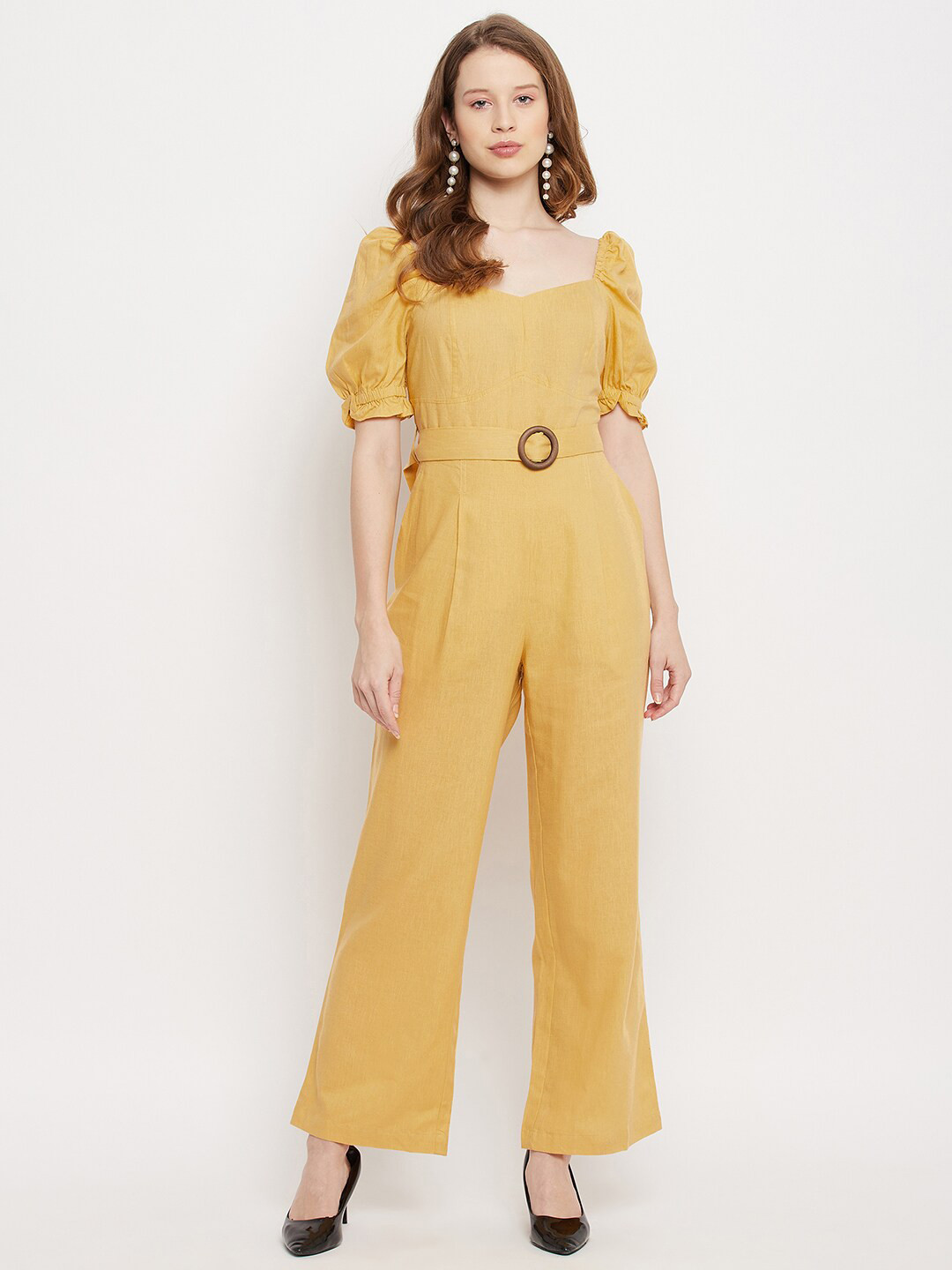 Buy Madame Mustard Linen Basic Jumpsuit Jumpsuit for Women 18191802