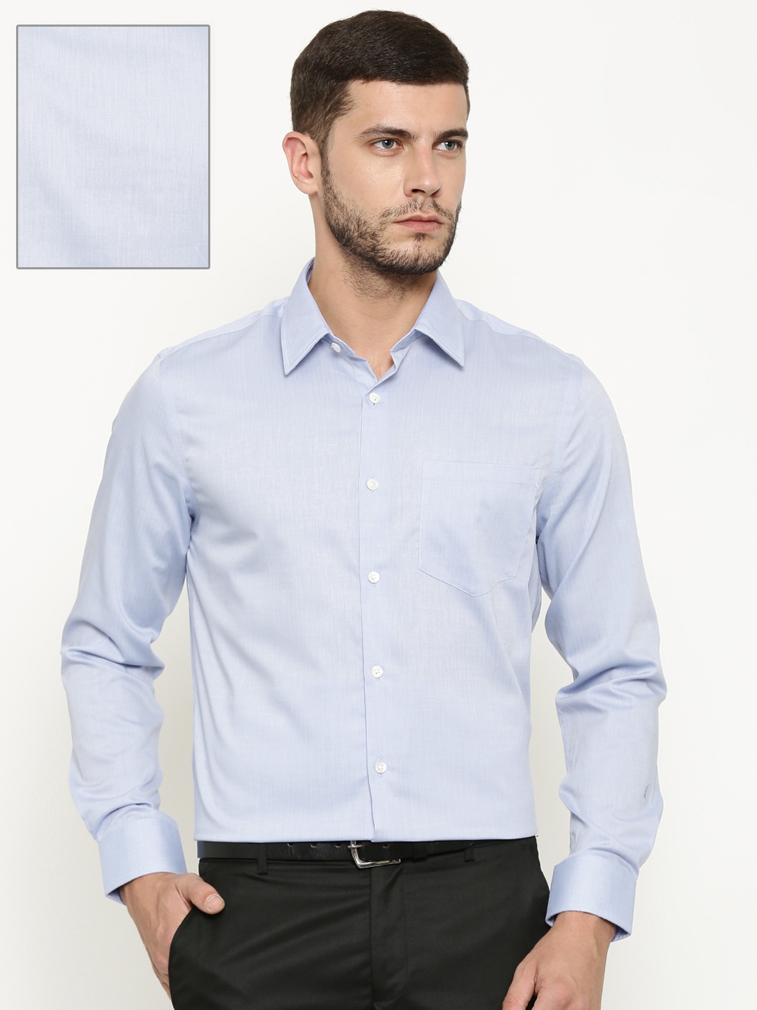 Buy Urbana Men Blue Tailored Fit Self Design Formal Shirt - Shirts for ...