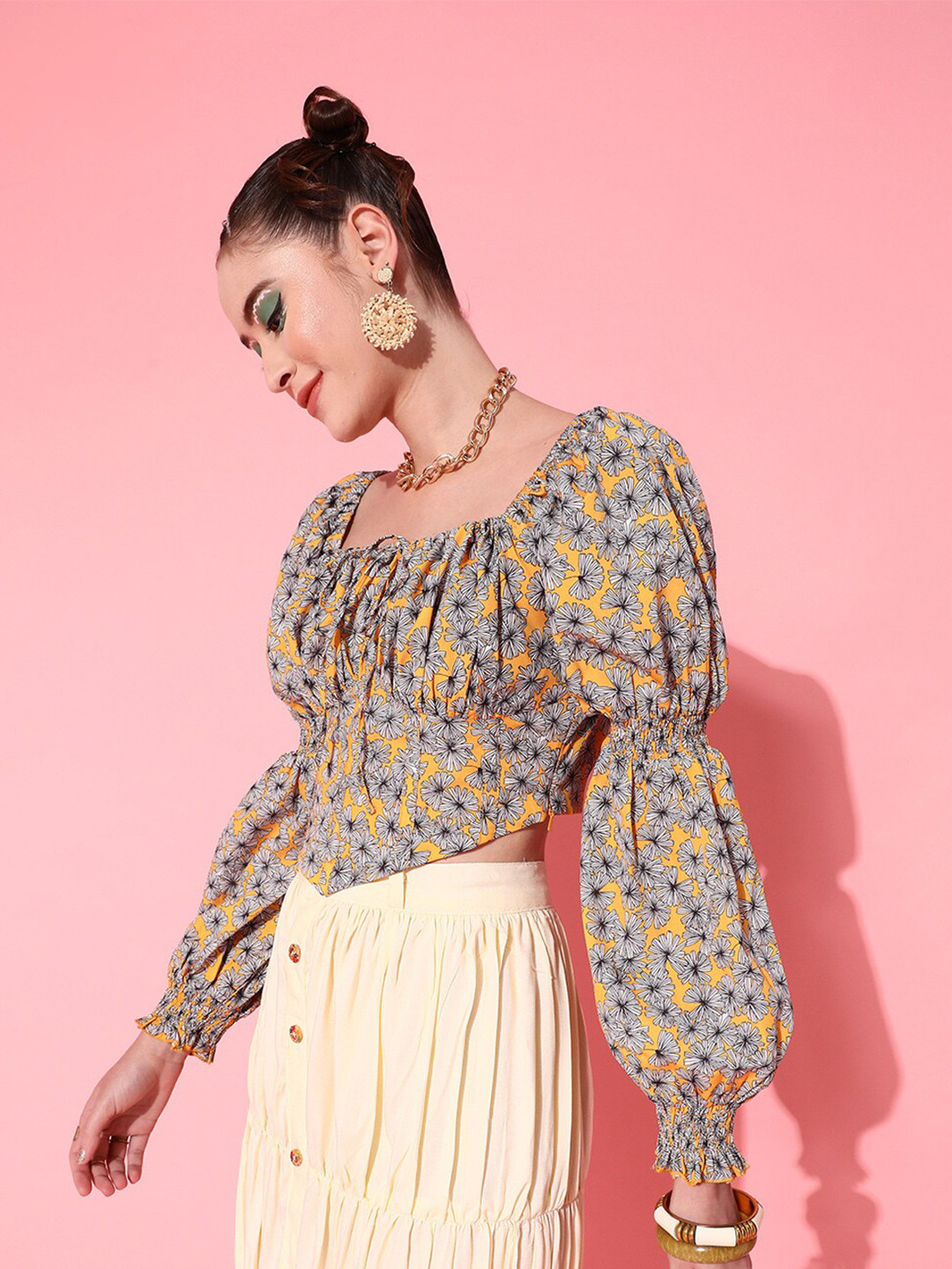 Buy STREET 9 Yellow Floral Top Tops for Women 18195086 Myntra