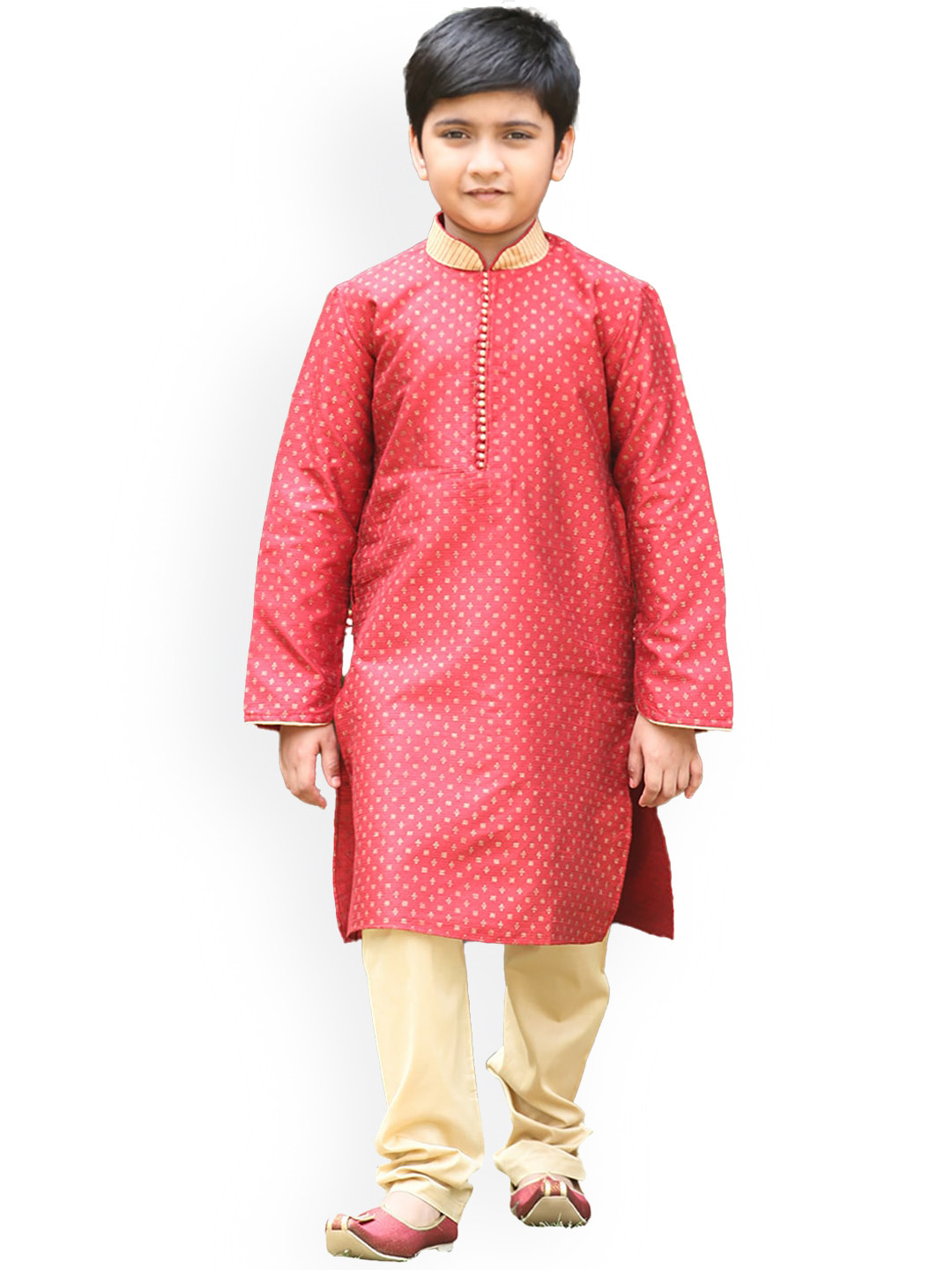 Buy Manyavar Boys Maroon Ethnic Motifs Printed Kurta With Pyjamas