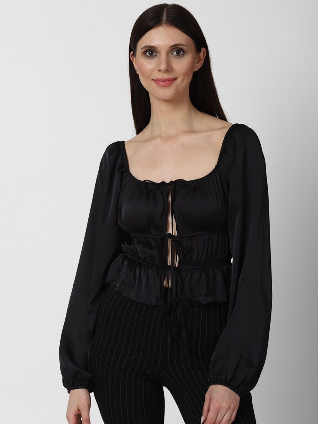 Buy FOREVER 21 Black Tiered Top - Tops for Women 18201342 Myntra