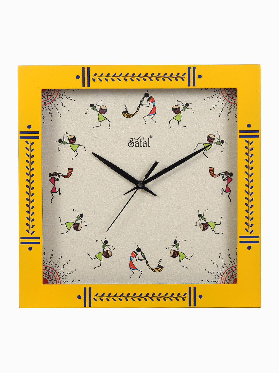 Buy Safal Yellow & White Dial Warli Art 29 Cm Analogue Wall Clock