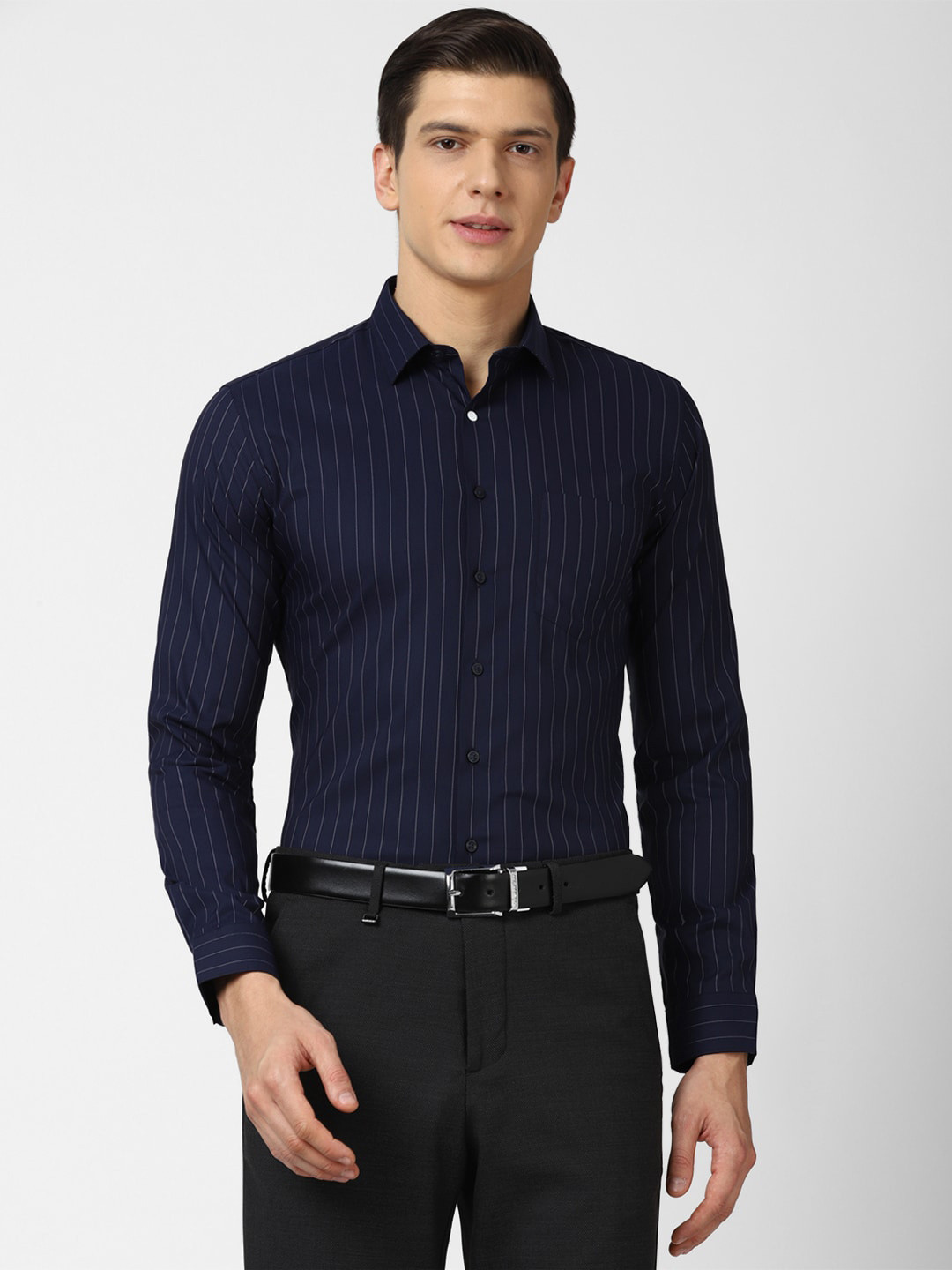 Buy Van Heusen Men Navy Blue Slim Fit Striped Formal Shirt Shirts for