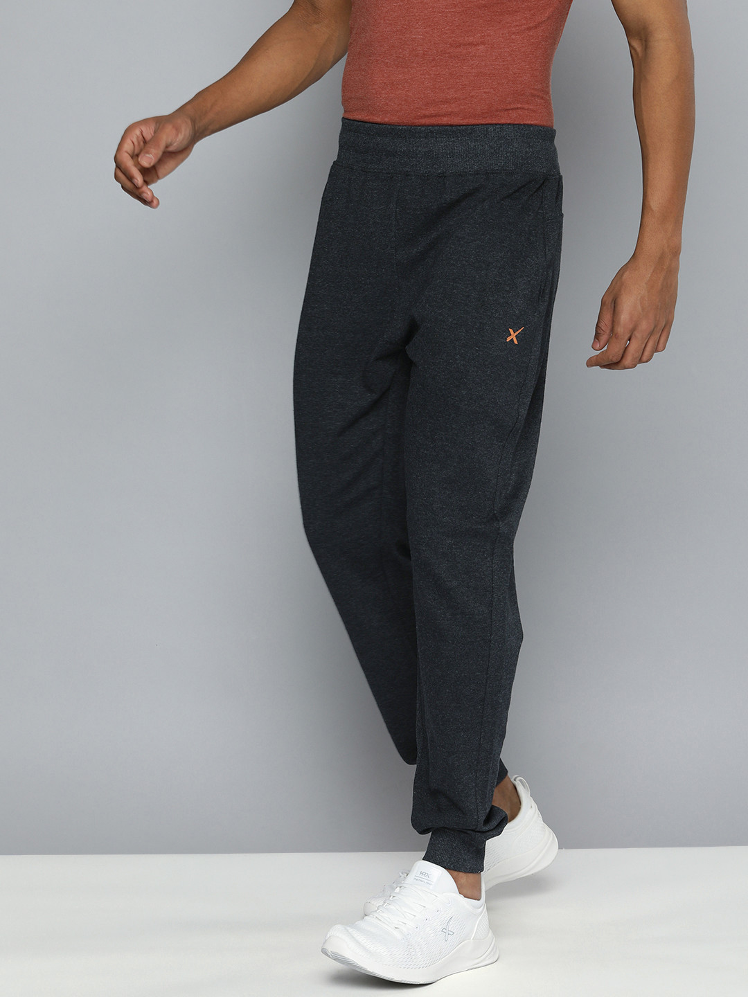 Buy HRX By Hrithik Roshan Men Charcoal Black Solid Joggers Track