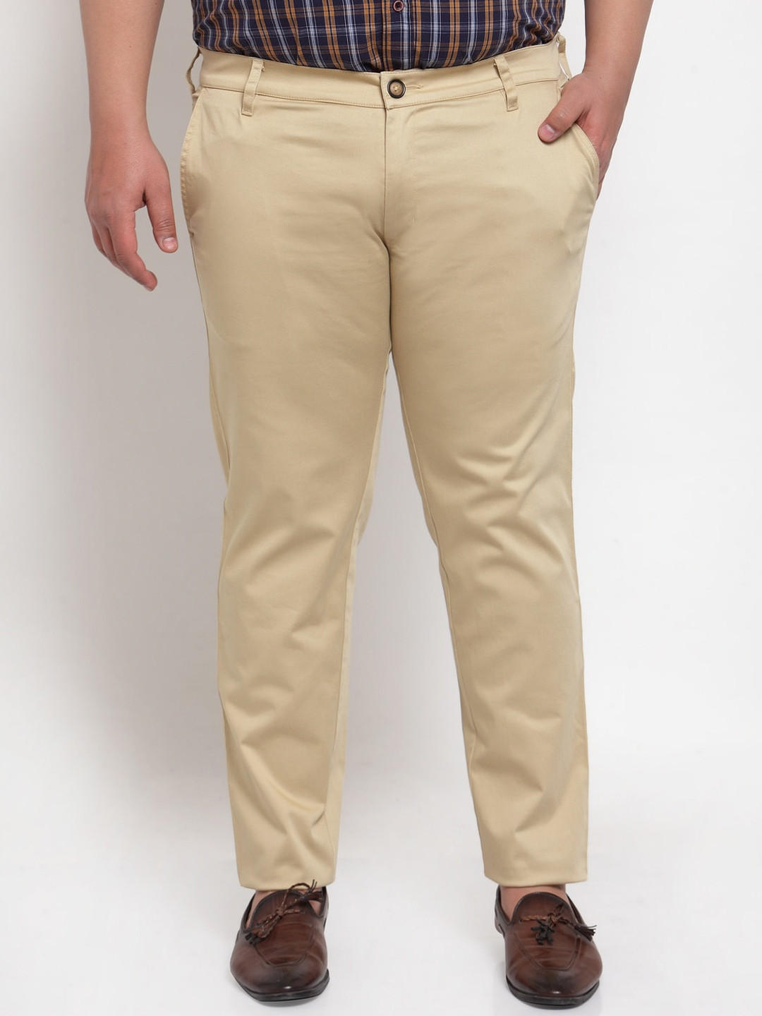 Buy PlusS Men Plus Size Beige Chinos Trousers Trousers for Men