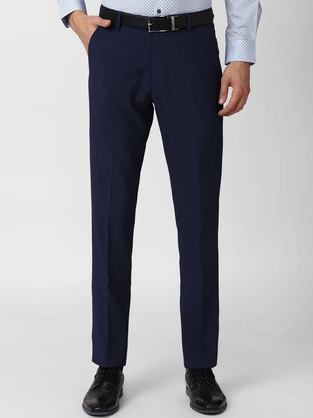 Buy Peter England Men Navy Blue Slim Fit Formal Trousers - Trousers for ...