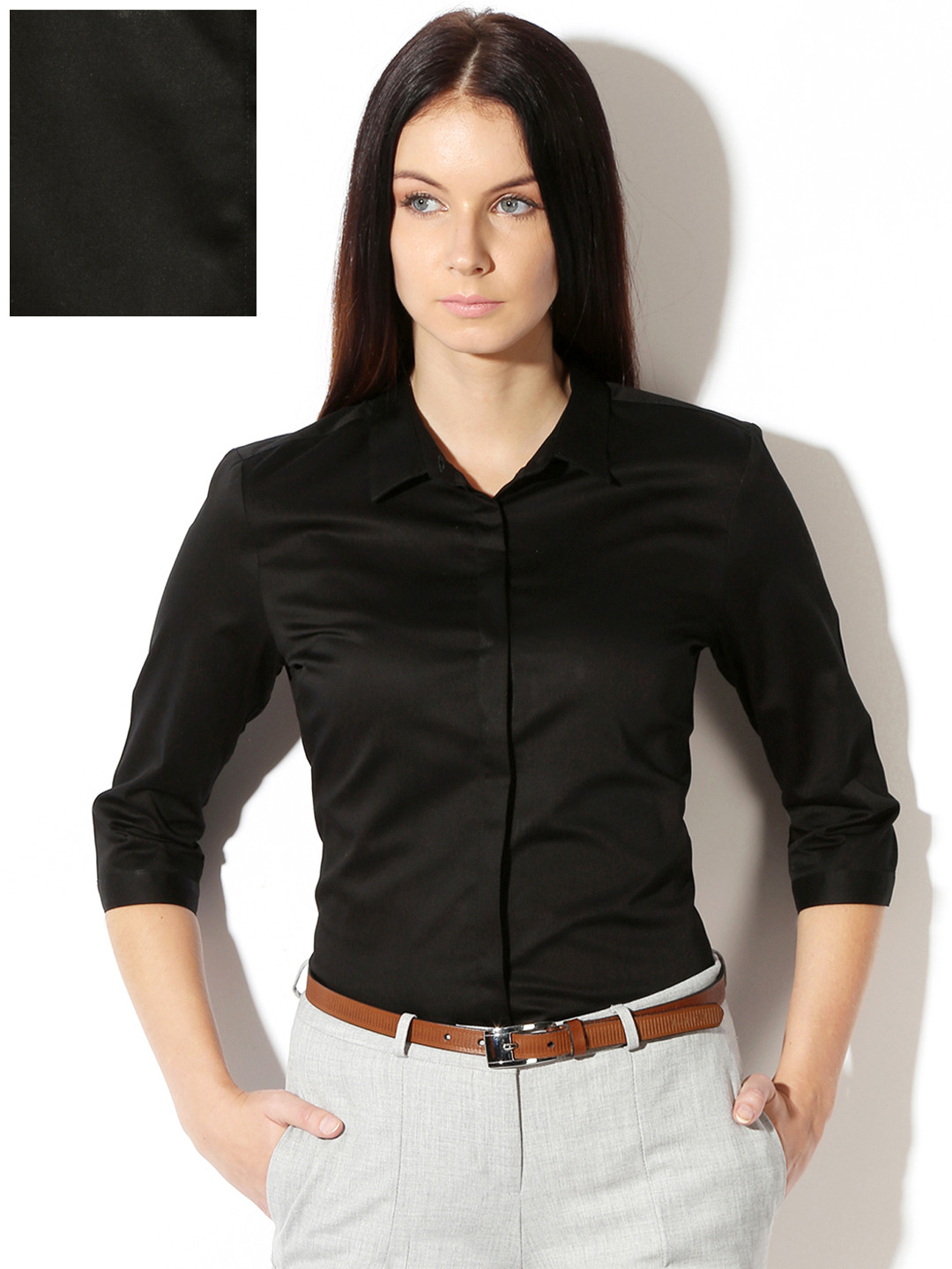 Buy Van Heusen Woman Black Solid Formal Shirt Shirts for Women