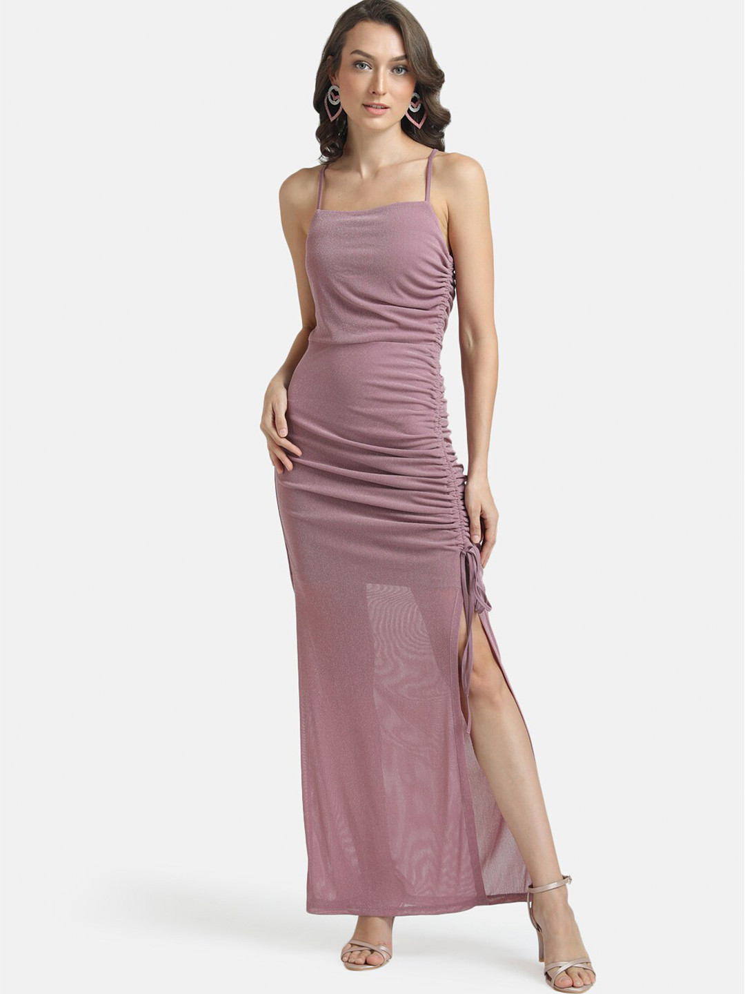 Buy Kazo Mauve Ruched Maxi Dress Dresses for Women 18208124 Myntra