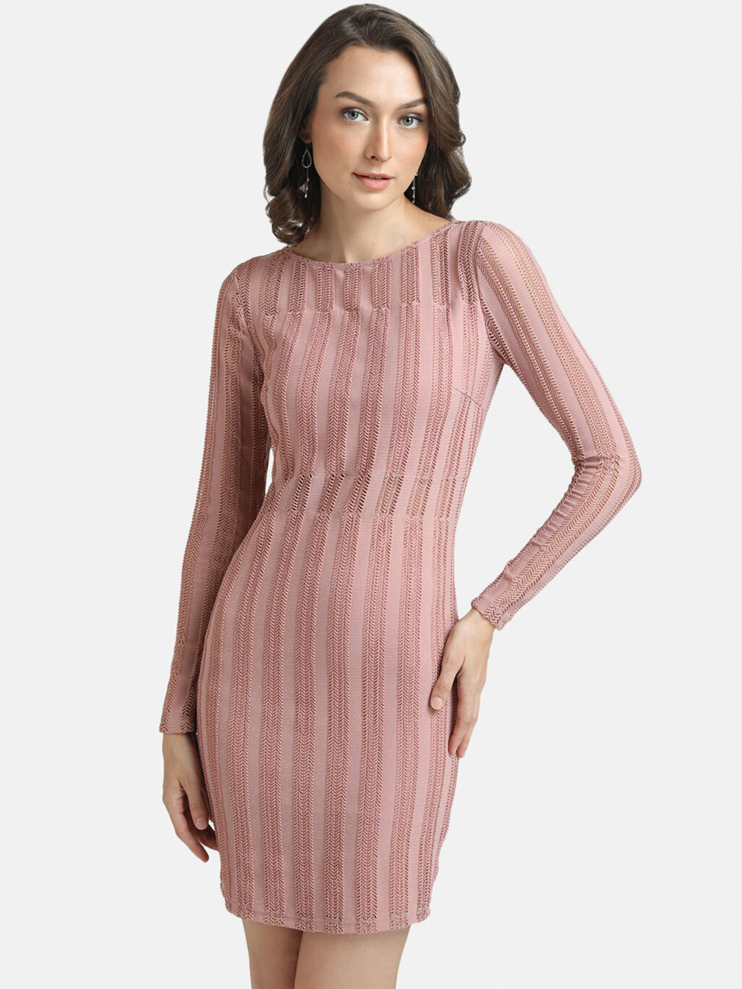 Buy Kazo Pink Striped Bodycon Mini Dress Dresses for Women 18208136